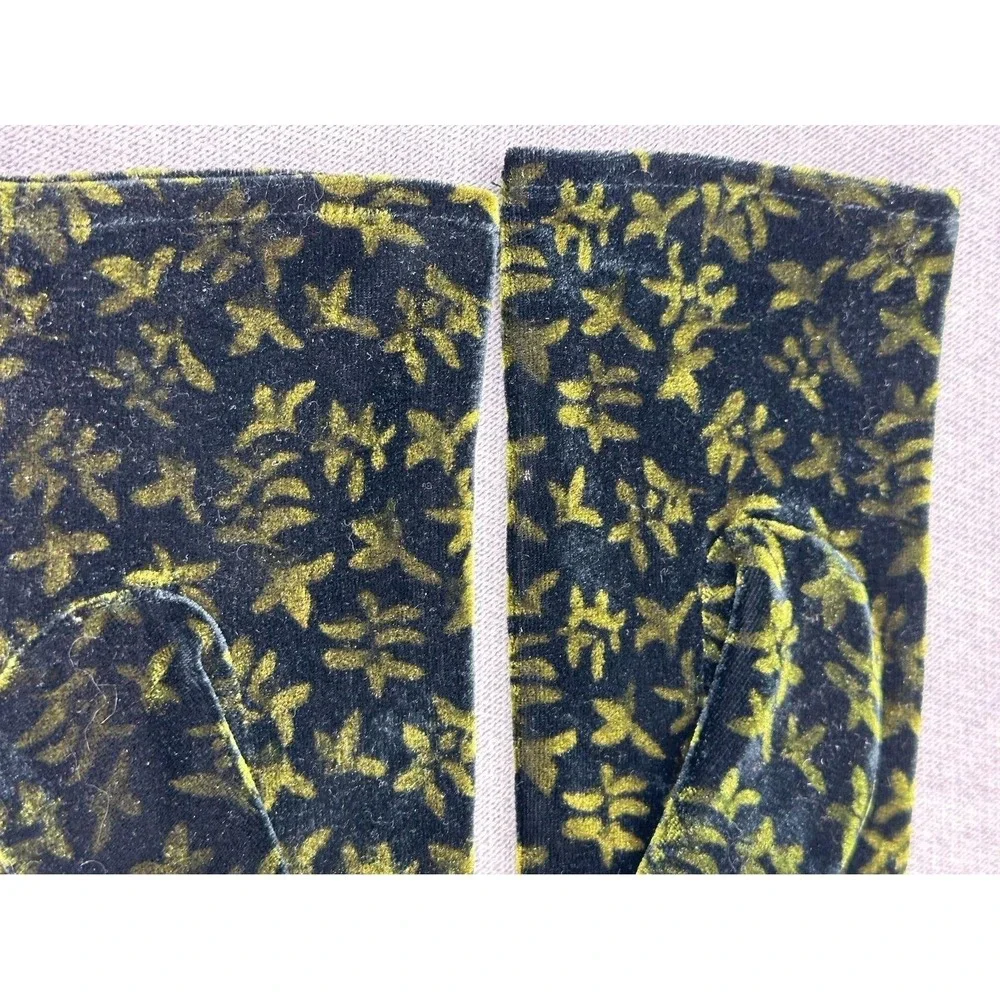 Velvet Retro Gloves Green Black Womens Sz S/M